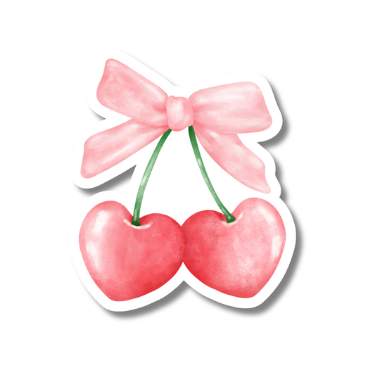 3.5" Cherry Bow Sticker