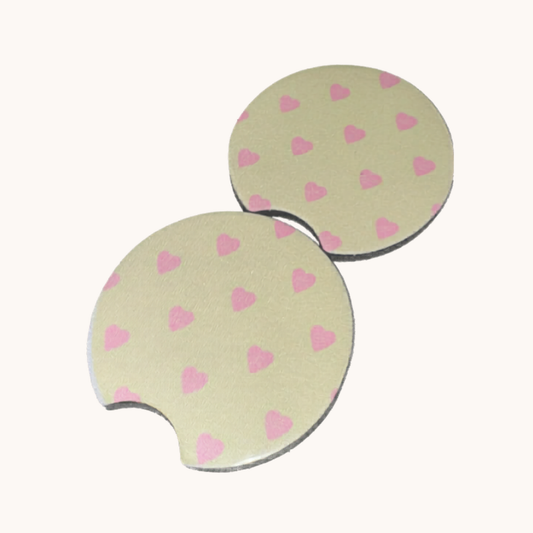 Pink Heart Lemonade Car Coaster Set