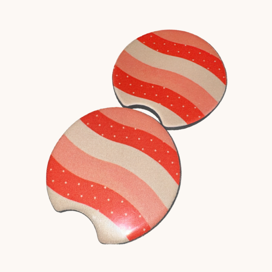 Orange Waves Car Coaster Set