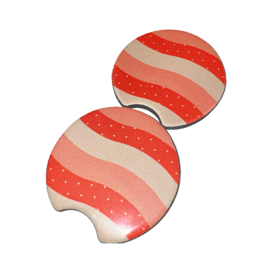 Orange Waves Car Coaster Set